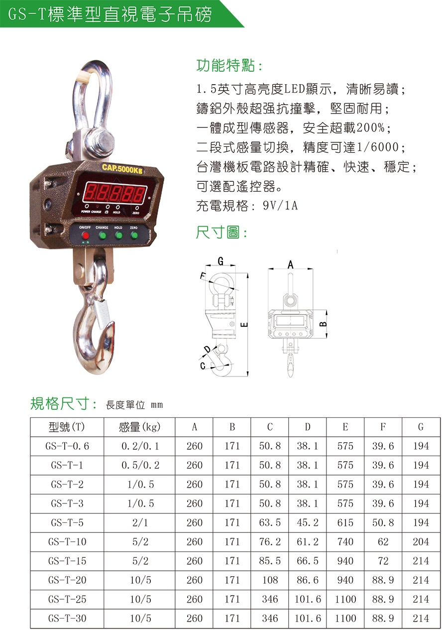 GS-T標(biāo)準(zhǔn)型直視吊秤